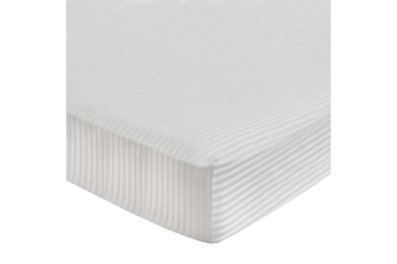 White Satin Stripe Fitted Sheet 1