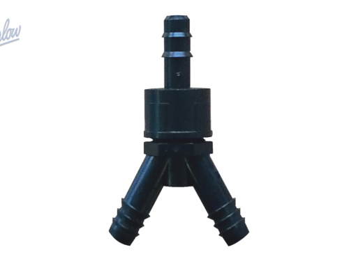 Three way hose pipe adaptor with a white background