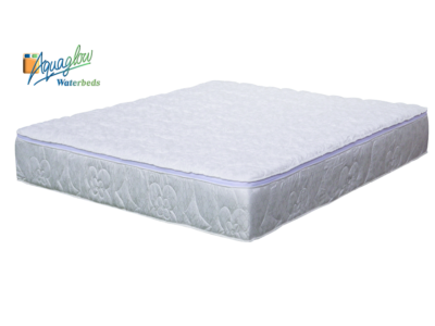 Damask waterbed zip cover and casing picture with a white back ground.