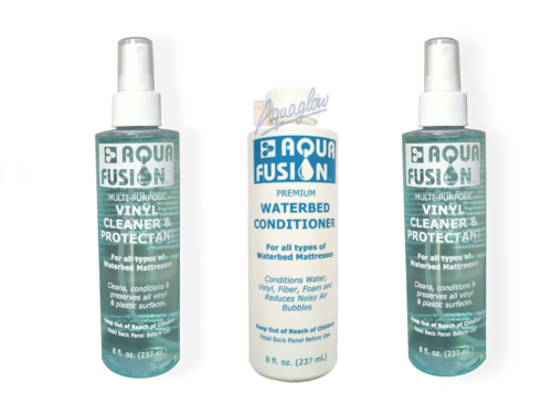 Two bottles of waterbed vinyl cleaner and two years of waterbed conditioner bundle.
